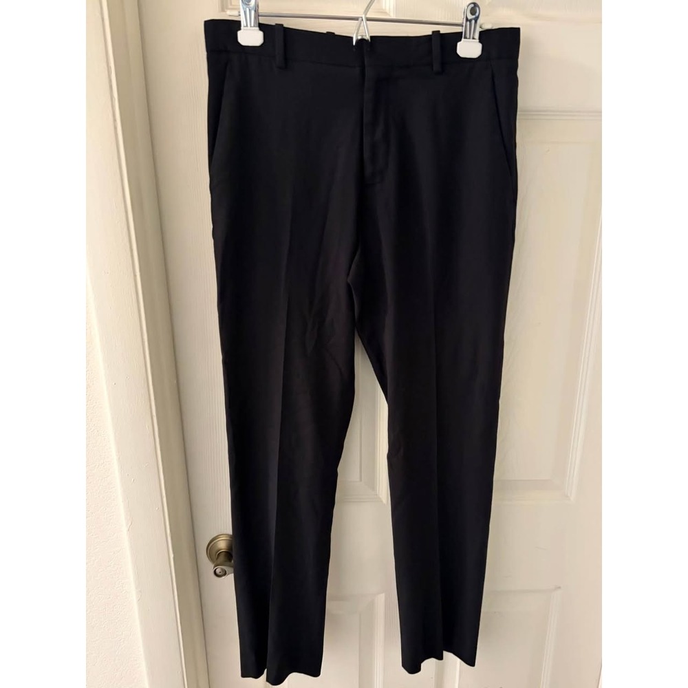 Perry Ellis Men's Slim Fit Black Dress Pants Flat Front Measured 30x29